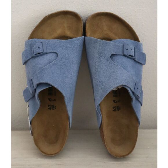 Birkenstock 1026812 Men's Sz 10 Elemental Blue Suede Zurich Slip-On Sandals - Picture 2 of 13